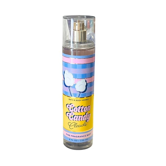 Bath & Body Works COTTON CANDY CLOUDS Fine Fragrance Mist, Ultimate Hydration Body Cream & Body Wash 3pc Gift Set with a Red Bow for Holidays – Full Size