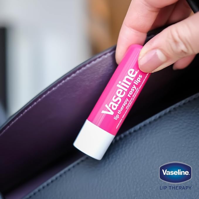 Vaseline Lip Therapy Care Rosy, Fast-Acting Nourishment, Ideal for Chapped, Dry, Cracked, or Damaged Lips, Lip Balm, 4-Pack, 0.16 Oz Each (Pack of 24)
