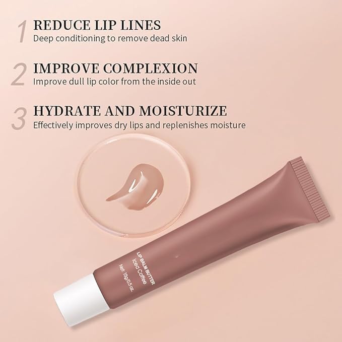 Summer Lip Butter Lip Balm, Ultra-Hydrating Natural Vegan Lip Balm, Sheer-Tinted Shine & Hydration, Soothes & Softens Dry Lips Skincare, Bálsamo labial hidratante #3 Iced Coffee