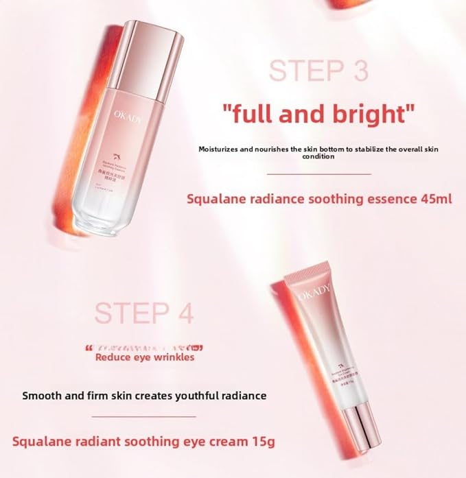 Squalane 7-Piece Skincare Set for Hydrating & Moisturizing - Cleanser, Toner, Serum, Cream - Non-Greasy, Lightweight, Soothes Skin & Brightens (Squalane Radiance Comfort Seven-Piece Set)