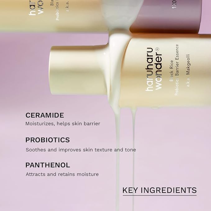 haruharu Wonder Skin Flooding Essential Set, Black Rice Probiotics Barrier Essence & Hyaluronic Toner for Sensitive Skin