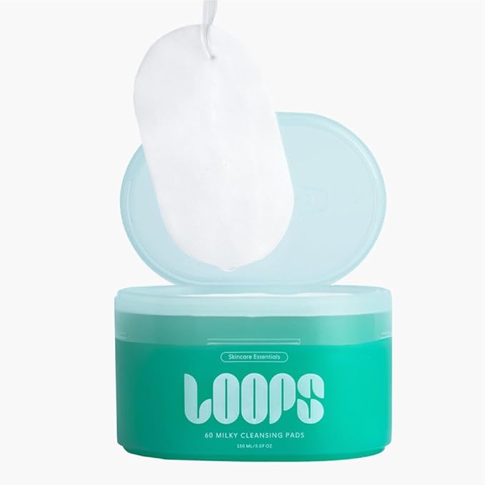 LOOPS Milky Cleanser Korean Skincare - Deep Cleansing and Hydrating Skin Care - Pre-soaked Bamboo Facial Cleansing Pads - Facial Wash with Milky Oil Complex - Oil Cleanser for Face - Pack of 60