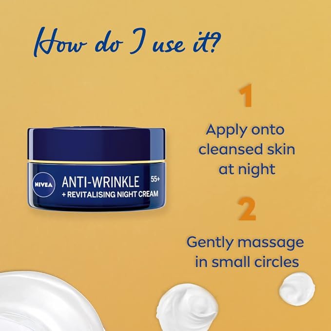 NIVEA Anti-Wrinkle Restorative Night Cream 55+ – Rich Regenerating Moisturizer with Avocado Oil, Calcium & Panthenol, 50 ml Mature Skin Care for Overnight Renewal