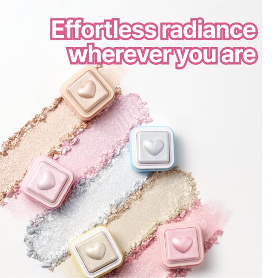 COLORGRAM Milk Bling Heartlighter 01 Peach Heart | Silky Smooth Versatile Creamy Highlighter with Shimmery Finish, Soft and Natural Glow Perfect for Daily Makeup
