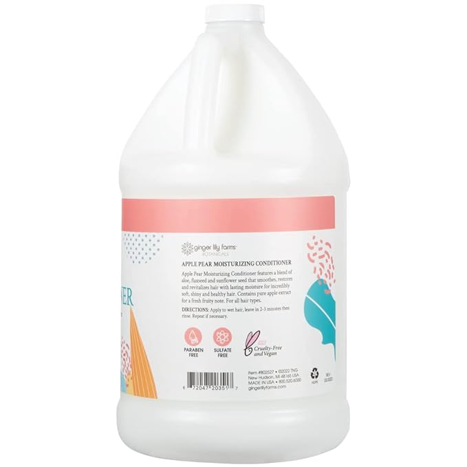 Ginger Lily Farms Botanicals Moisturizing Conditioner for Dry Hair, 100% Vegan & Cruelty-Free, Apple Pear Scent, 1 Gallon (Pack of 4)