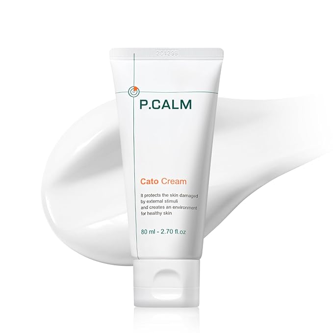 P.CALM Cato Cream | Glutathione & Centella Asiatica for Barrier Repair, Moisturizer for Blemish Marks & Deep Hydration, Daily Face Cream for Sensitive Skin | Korean Vegan Skincare, 80ml / 2.70 fl.oz