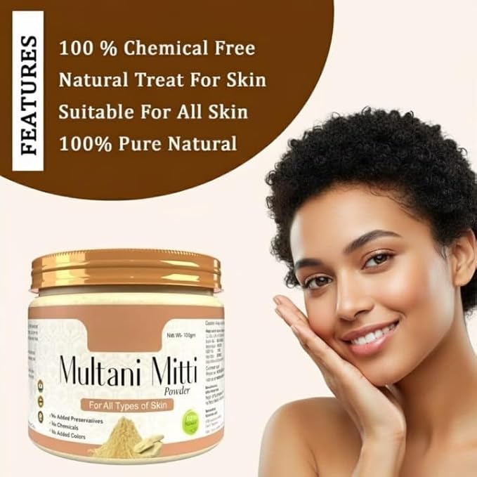 Pure & Natural Herbal Multani Mitti Powder, for Face Glow| Face Pack For Skin | Natural Skin Toner | Tan Reducer, 100gram