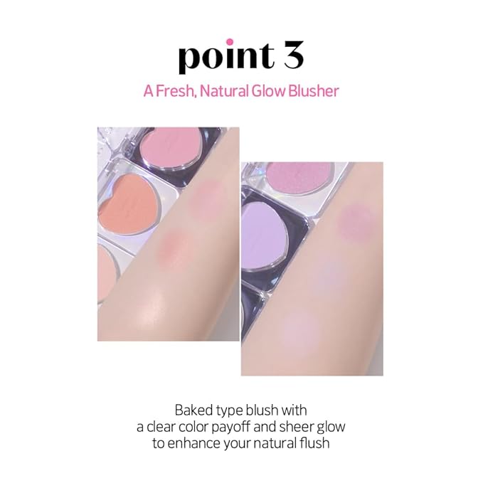 ETUDE Heart Pop Blush, Frosty Pink Cheek Color, Natural Glow & Glossy Finish, Lightweight Formula, Compact 0.2 oz – Frosty Petal