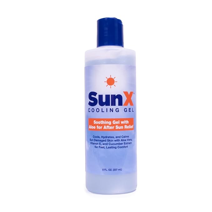CoreTex Sun X After Sun Relief Cooling Gel - 8oz Bottle of USA-Made Lidocaine-Free Aloe Vera Based After Sun Gel w/Vitamin E, Tea Tree Oil & Other Natural Elements - After Sun Care for Irritated Skin