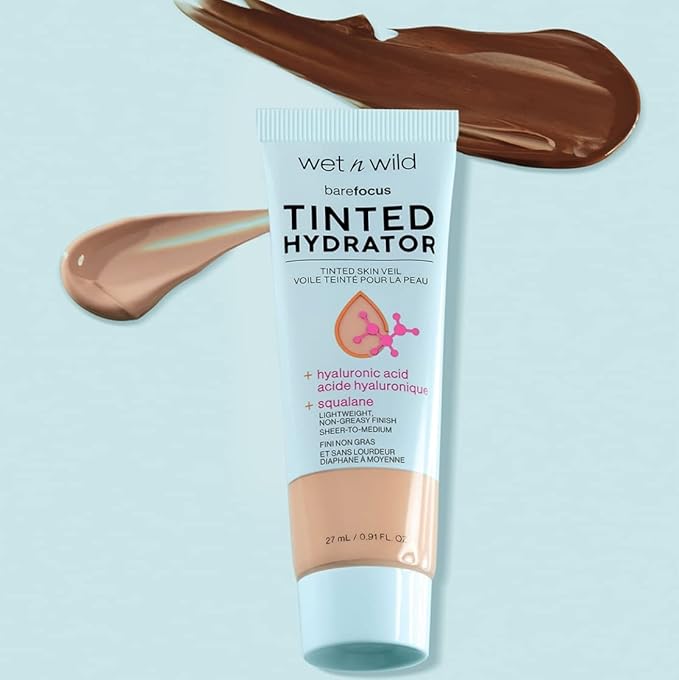 wet n wild Bare Focus Tinted Hydrator Matte Finish, Medium Tan, Oil-Free, Moisturizing Makeup | Hyaluronic Acid | Sheer To Medium Coverage (Pack of 2)