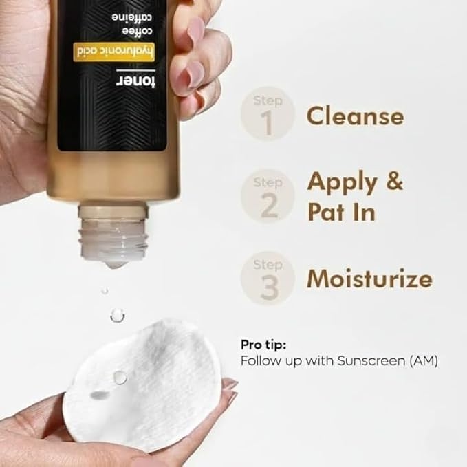 Coffee Toner with Hyaluronic Acid for 24H Hydration & Oil Control | Pore Tightening Face - Instantly Hydrates & Refreshes Tired Skin for Men & Women | Alcohol-Free -150ml