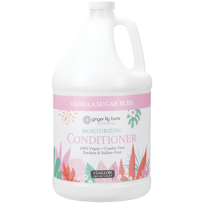 Ginger Lily Farms Botanicals Moisturizing Conditioner for Dry Hair, 100% Vegan & Cruelty-Free, Vanilla Sugar Bliss Scent, 1 Gallon (Pack of 4)