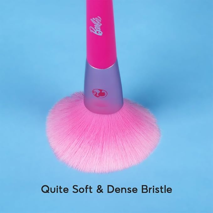 MINISO Barbie Makeup Brush Set 8 pcs Premium Synthetic Fiber Cosmetic Brushes for Foundation Blush Eyeshadow, Gift for Women Girls, Pink