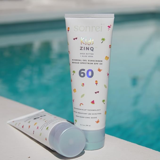 Sonrei Kids Zinq Mineral Face and Body Zinc Gel Athleisure Sunscreen SPF 60 | 3.4 fl oz (3 Pack)