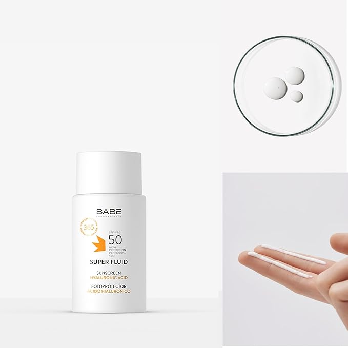 Babe Super Fluid Sunscreen SPF 50 – High Facial Sun Protection with Lightweight Texture | Broad Spectrum UVA/UVB | For Sensitive Skin | Non-Greasy & Fast Absorbing – 1.69 fl oz