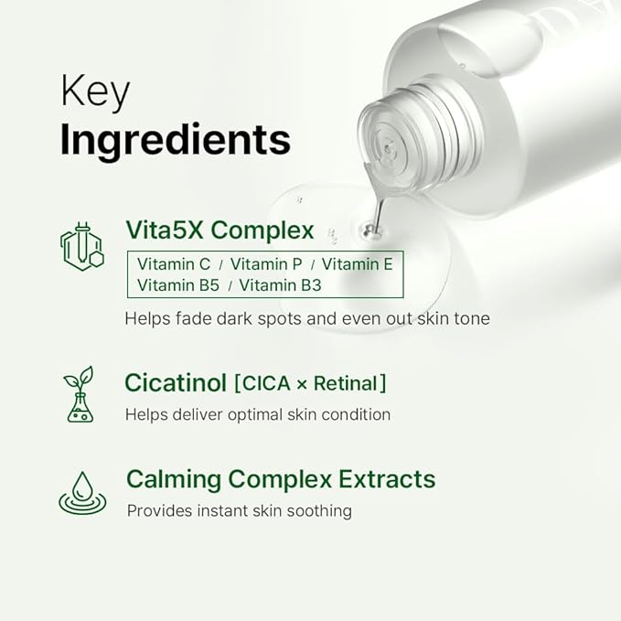 D'AMU CICA Retinol Toner – Hydrating & Soothing Ampoule Toner with Vita 5X Multi-Vitamin Complex for Pore Refining, Skin Texture & Elasticity – Korean Skincare – 6.76 fl.oz.
