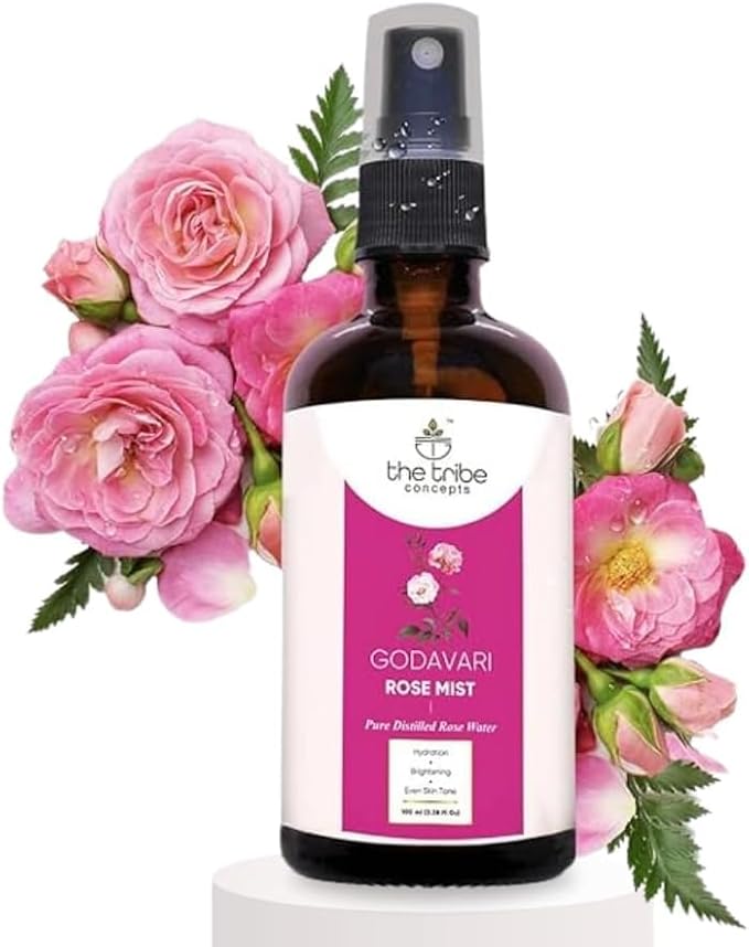 The Tribe Concepts Godavari Rose Mist Face Toner, Pure Distilled Rose Water for Hydration, Brightening & Even Skin Tone - 100 ml (Pack of 1)