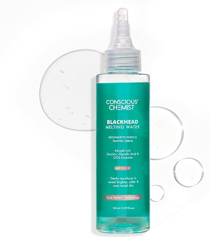Concious Chemists Blackhead Melting Water | 100ml | Gentle Pore Treatment with Succinic, Glycolic Acid & CICA Exosome | Unclogs Pores, Dissolves Blackheads & Smoothens Skin | Toner for Men & Women