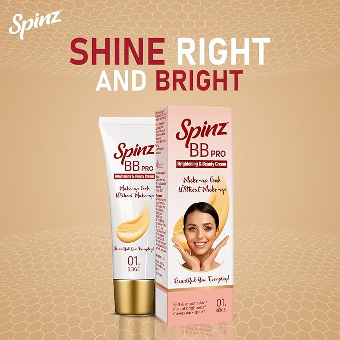 Spin BB Pro Brightening and Beauty Fairness Cream – Silky Smooth Formula, Soft & Smooth Skin, Covers Dark Spots – 29g | Makeup Look Without Makeup