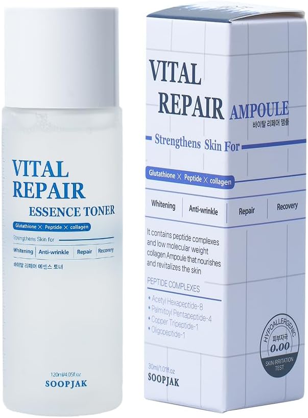 Vital Repair Essence Toner(4.05fl.oz.) – Hydrating & Brightening Skincare with Peptides, Collagen, Niacinamide & Antioxidant Extracts