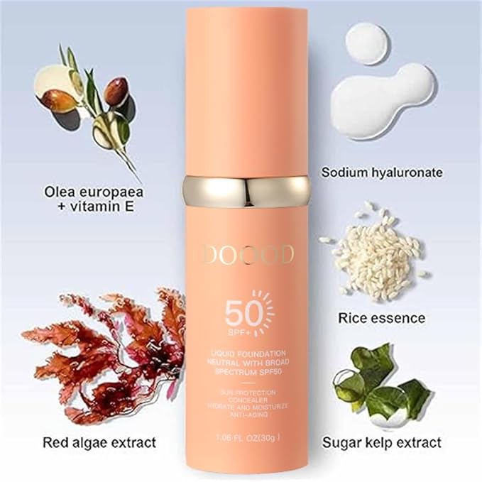 4-in-1 Bionic Liquid Foundation - Suitable for Workout, Sports - BB cream- Waterproof and sweat Dance - Hydrating - Medium Spectrum - Multi-effect sunscreen SPF 50 Sun Protection