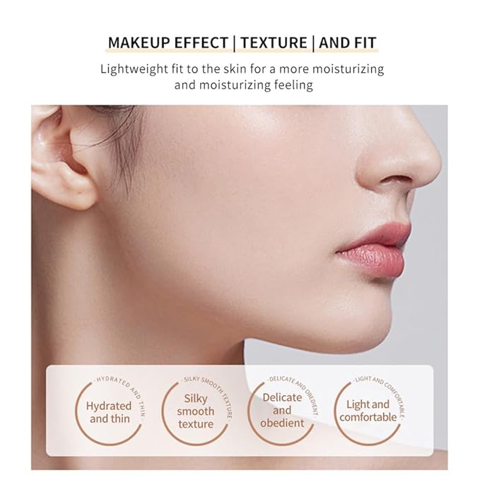 LAMUSELAND Air Cushion BB Cream Foundation, 2 Shades Tinted Moisturizing Waterproof Long-lasting Nude Natural Concealer, Oil Control BB Cream Makeup (Ivory, 1)