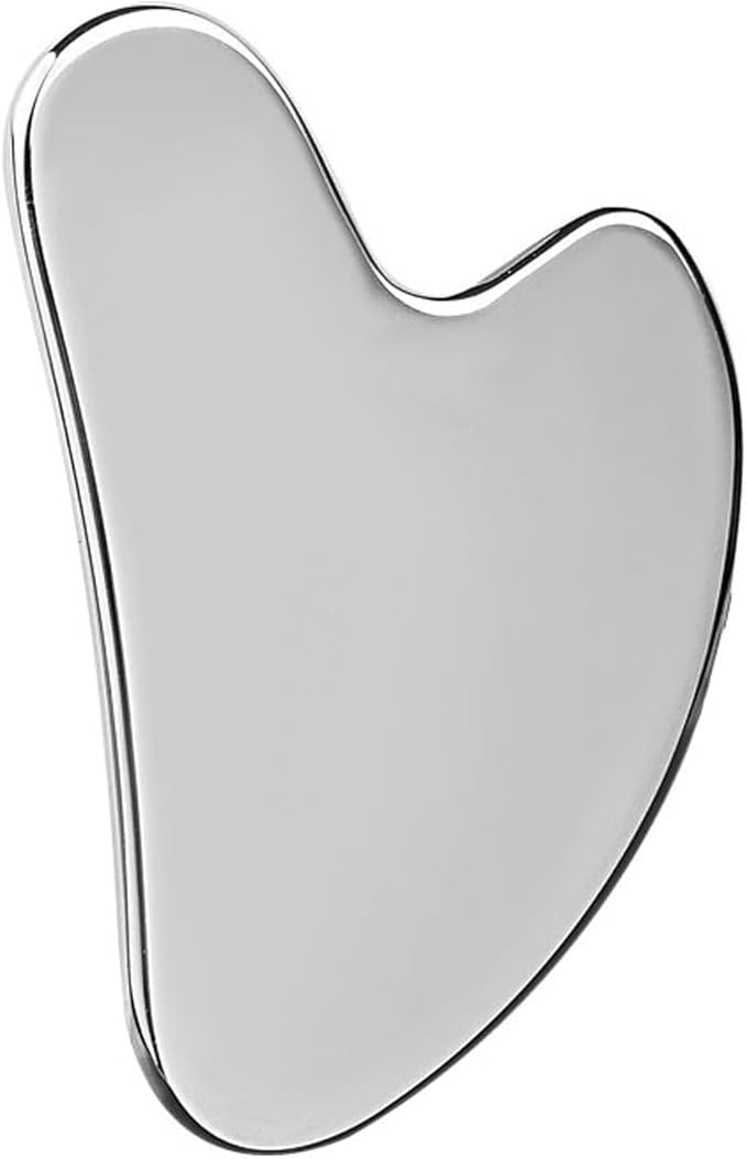 Stainless Steel Gua Sha Facial Tools Guasha for Face Metal Gua Sha Tighten Skin Massage Guasha Beauty Tool for Body Eyes Neck Massager with Travel Pouch Skin Care Gifts (Silver)