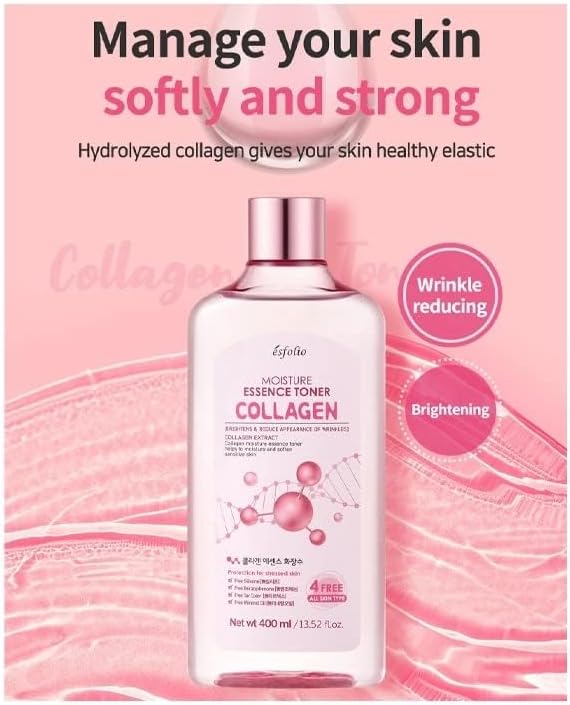 Esfolio Moisture Collagen Essence Toner, 13.52 Fl Oz, (Pack of 1)