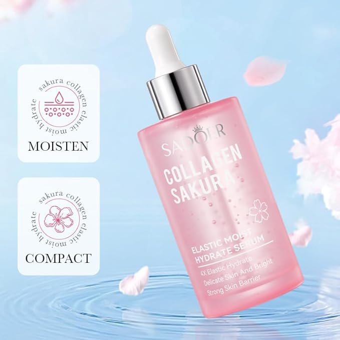 Cherry Blossom Collagen Facial Essence, Hydrating Moisturizing Toner with Natural Plant Ingredients, Gentle Face Essence for Dry Skin Care