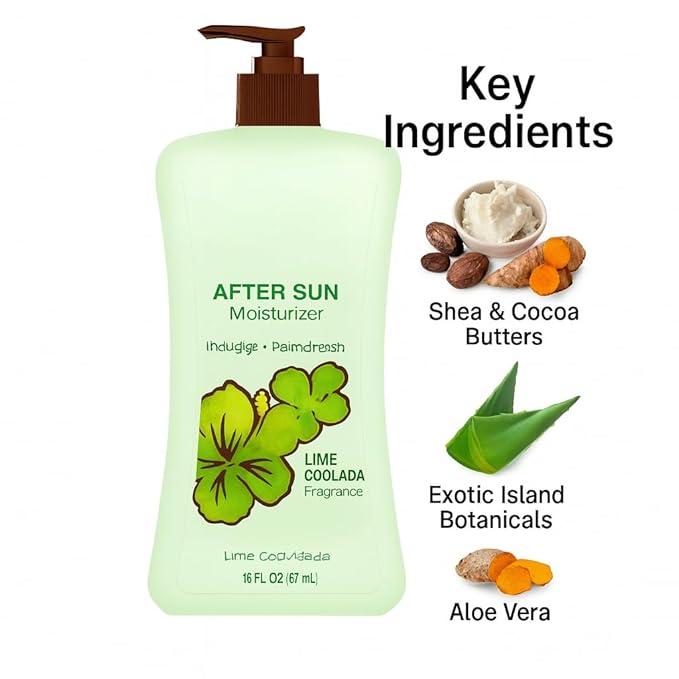 After Sun Moisturizing Lotion with Aloe and Coconut, Soothes and Hydrates Dry Skin, Lime Coolada Scent, Lightweight Daily Body Moisturizer, 16 fl oz for All Skin Types
