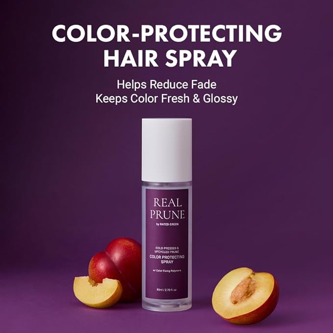 RATED GREEN Real Prune Color Protecting Hair Mist | Organic Cold Brewed Rosemary & Color Fixing Polymers | For Color Treated Hair | Silicone-Free, Korean Hair Care | 2.70 fl. oz
