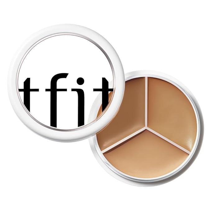 Multi-Use Pot Concealer - Triple Palette | High-Pigmented, Full Coverage & Crease-Proof | Korean Concealer for Dark Circles, Redness & Blemishes (04 Dark, 0.52 Oz)