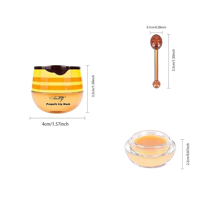 4 PCS Bee Lip Balm Honey Pot,Lip Mask Propolis Moisturizing,Prevention Dry and Cracked Lip Scrubs Exfoliator Lip Wrinkle Skin Care Products (Honey & Cherry & Mint & Strawberry)