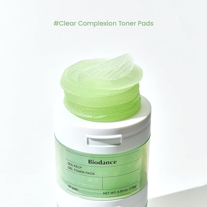 BIODANCE Sea Kelp Day & Night Gel Duo: Sea Kelp Mask & Toner Pads Set, Calming, Soothing, Oil Sebum Control for Sensitive Oily Skin, Korean Skin Care, Skin Care Set
