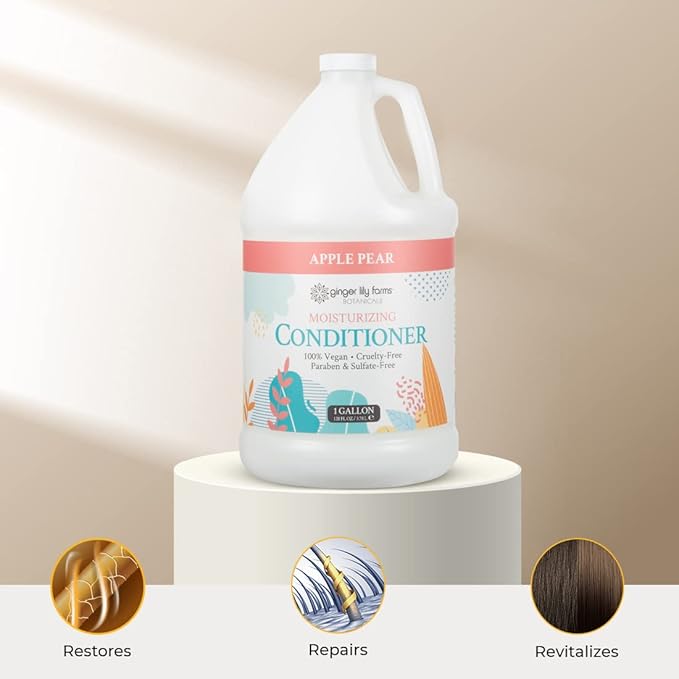 Ginger Lily Farms Botanicals Moisturizing Conditioner for Dry Hair, 100% Vegan & Cruelty-Free, Apple Pear Scent, 1 Gallon (Pack of 4)