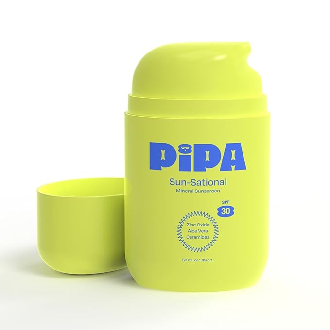 Pipa Sun-Sational 100% Mineral Daily Sunscreen SPF 30, 50 ml | Liquid Everyday Face Lotion with Zinc Oxide | Unscented & Gentle for Sensitive Skin | Kids & Tweens Skin Care Easter Basket Stuffers