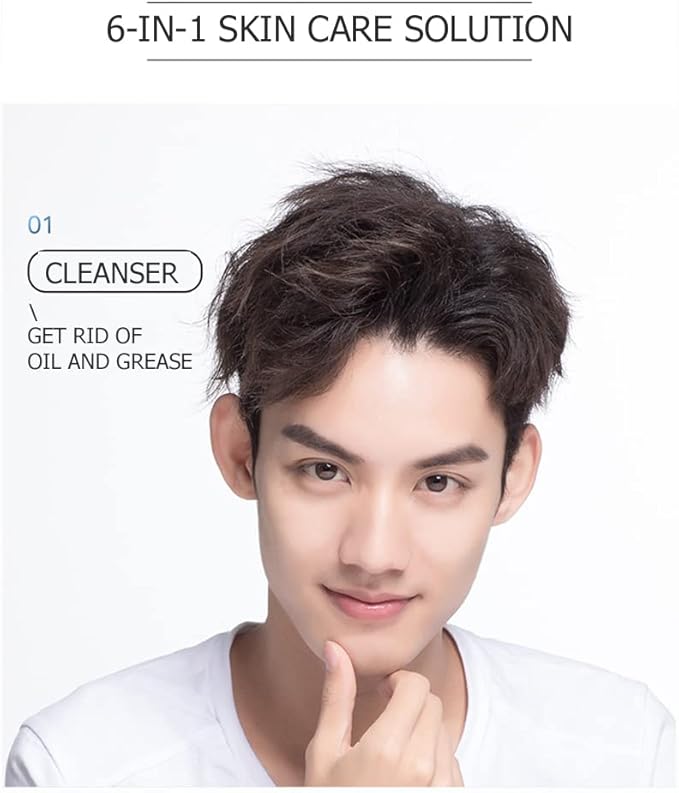 VENZEN Men Control Oil Facial Cleanser Cream Moisturizing Dry Skin Purify Smooth Toner Anti-Acne Anti-Aging 50g/1.76oz