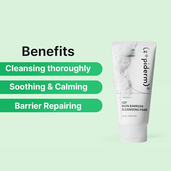 Zipiderm EGF Skin Barrier 3-Step Hydration Routine Set – Deep Cleansing Foam + Cream Toner + Hydrating Gel Cream Moisturizer, Korean Gentle Cleanse–Tone–Moisturize Duo for Sensitive, Dry & Acne-Prone