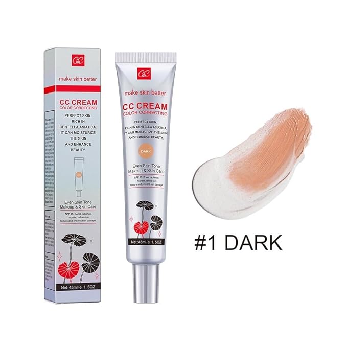 Cica CC Cream with Concealer-Hydrating,Anti-Aging,Natural Cover for SensitiveSkin-SPF 25,Lightweight, Long-LastingMakeup-1.5FIOz