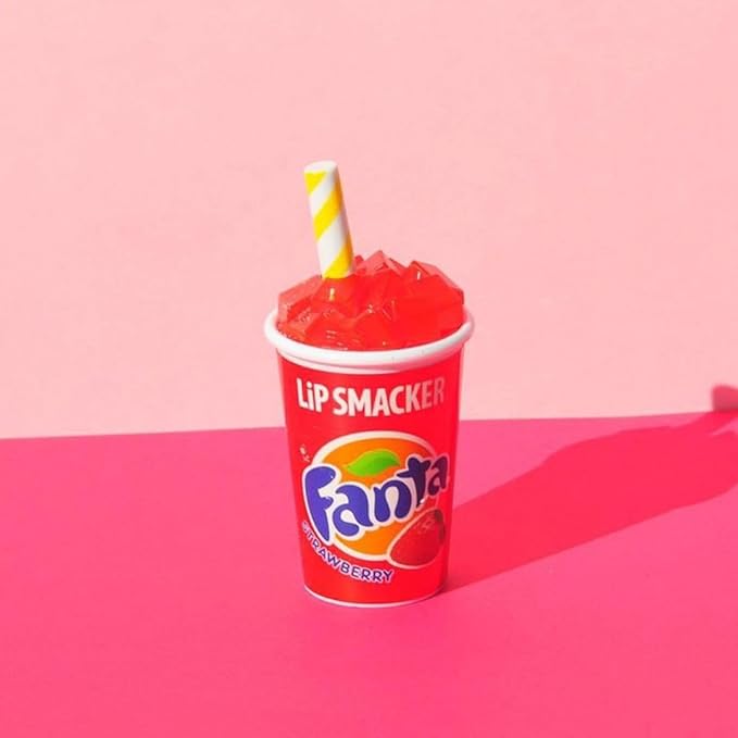 Lip Smacker Coca Cola Lip Balm, Moisturizing, Collectible Beverage Cup Design, Sheer Finish for Smooth Lips - Strawberry Fanta