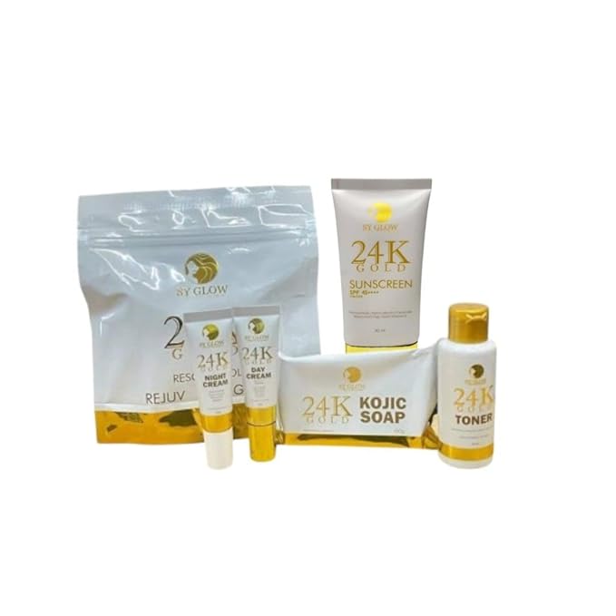 SY GLOW 24K Gold Rejuv 4-Step Facial Kit + SPF 45 Sunscreen with Niacinamide & Ceramides – Complete Skincare Bundle