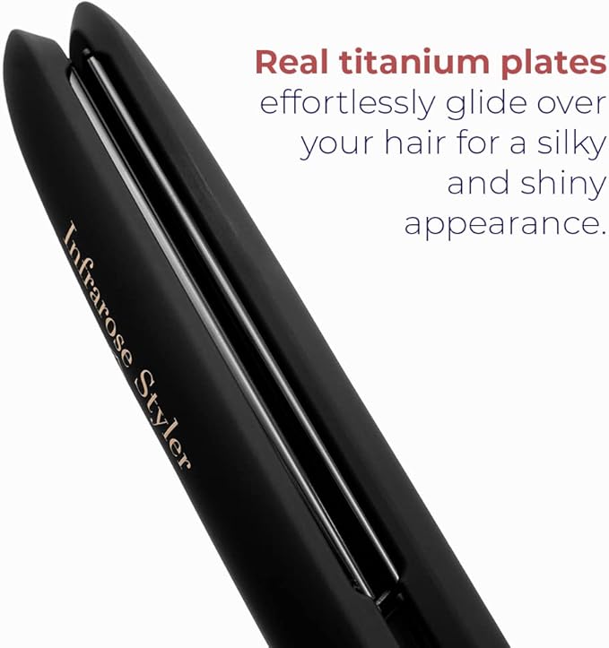 SRI Infrarose Titanium Styler – Professional Flat Iron with Floating Plates to Reduce Pulling – Hair Straightener for Curly, Damaged, Fine Hair, All Hair Types – Durable Design.