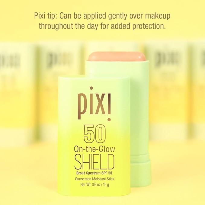 Pixi Beauty On-the-Glow SHIELD SPF 50 2-pack | Lightweight & Ultra-Hydrating Sunscreen Stick for Everyday Use | No White Cast | Travel Size, Vegan & Paraben-Free | 2x 0.6oz/19g