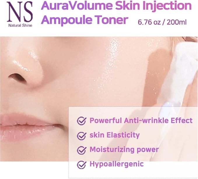 Aura Volume Skin Injection Ampoule Toner | Korean Skin Care | Improvement of Volume Elasticity | High-Content Peptide Liposomal Adenosine (6.7 fl oz)