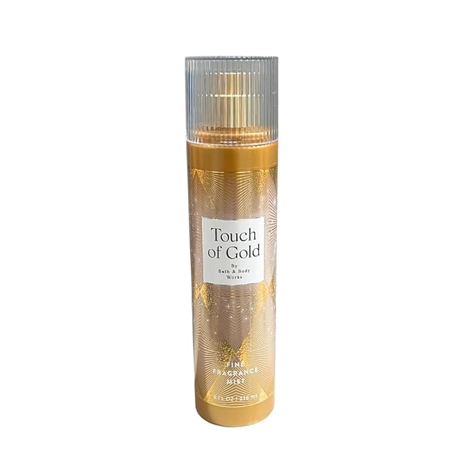 Bath & Body Works TOUCH OF GOLD Full-Size Gift Set – Fine Fragrance Mist, Diamond Shimmer Mist & Ultimate Hydration Body Cream with 40-Inch Gold Metallic Ribbon Bow – Holiday Bundle