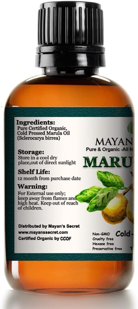 Pure Carrier and Essential Oils for Skin Care, Hair, Body Moisturizer for Face-Anti Aging Skin Care (Marula Oil Organic, 1oz)