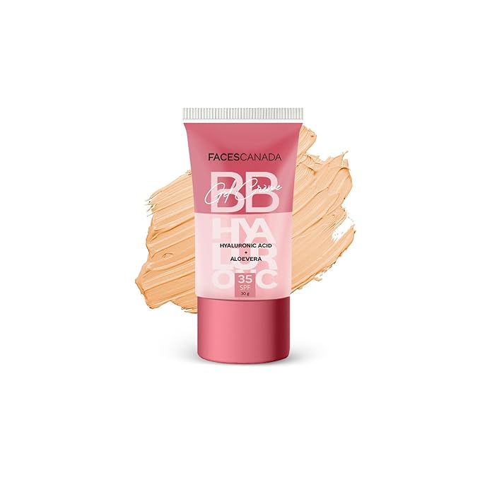 FACESCANADA SPF 35 BB Cream with Hyaluronic Acid & Aloe Vera | Hydrating Lightweight Makeup Base | Sheer Coverage Skin Tint for Even Looking Tone | Natural Finish Daily Face Makeup | 1.06 Oz (30g)