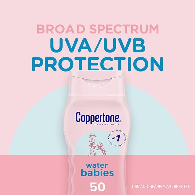 Coppertone Water Babies Sunscreen Lotion, SPF 50, 8 oz. (Pack of 2)