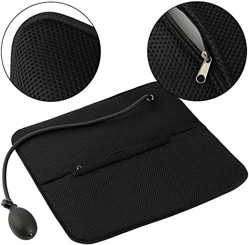 Lumbar Support Inflatable Cushion Backrest Portable Pillow with Pump for Car, Office Chair, Home, Travel, Camping (Black)