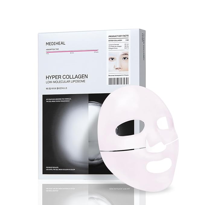 Mediheal Hyper Collagen - Collagen Real Deep Mask, Overnight Firming & Hydrating Gel Mask, Pore Appearance Refining, Plumping & Elasticity Care, Korean Skincare (4ea)
